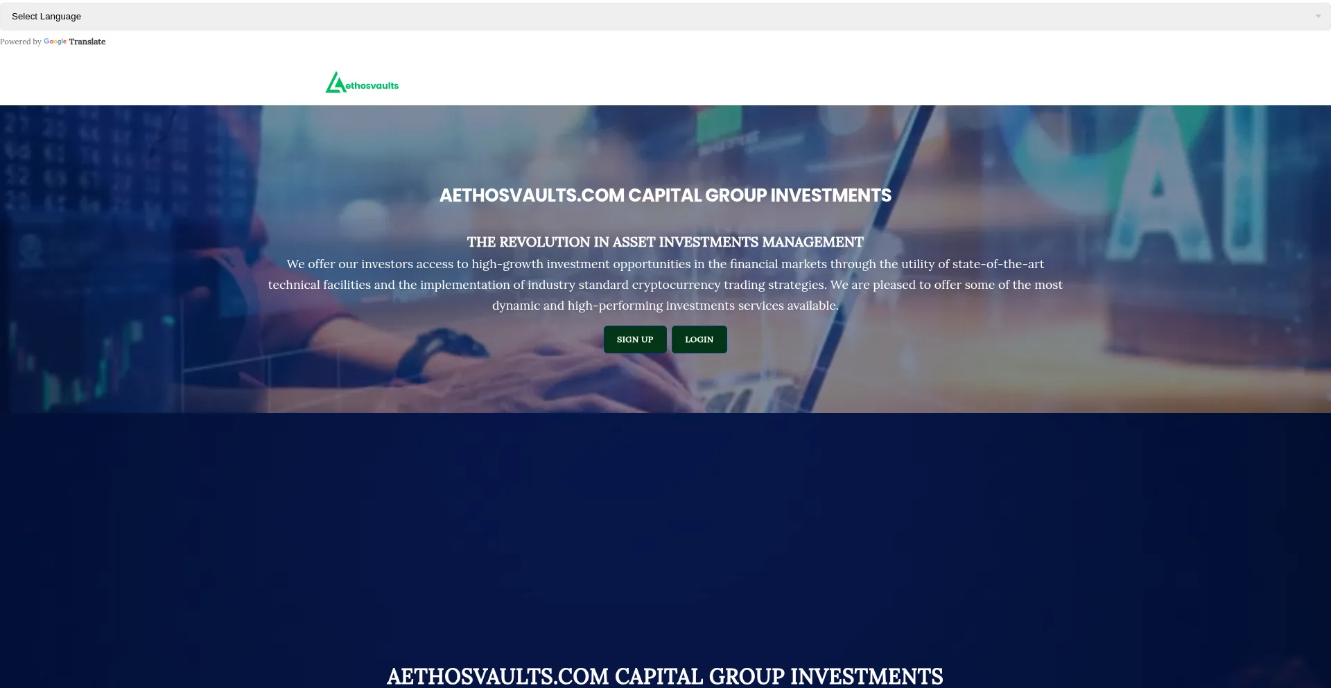 Website screenshot of Aethosvaults.com