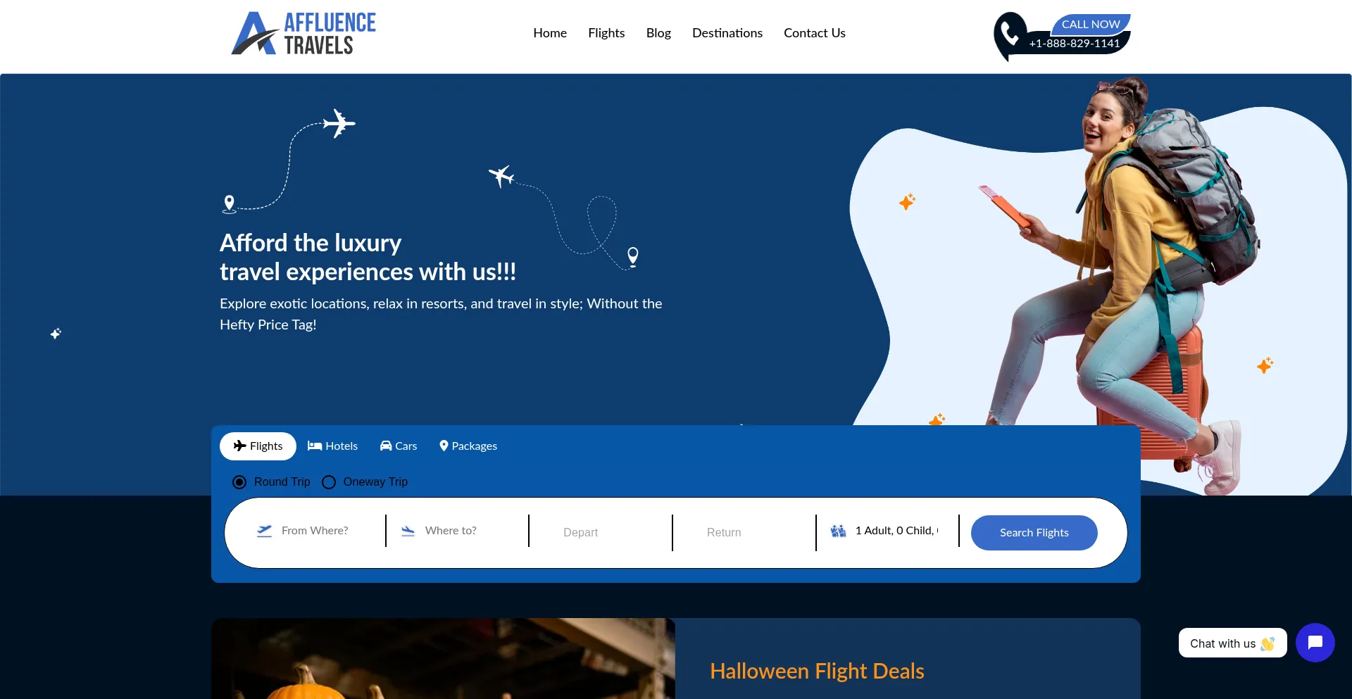 Website screenshot of Affluencetravels.com