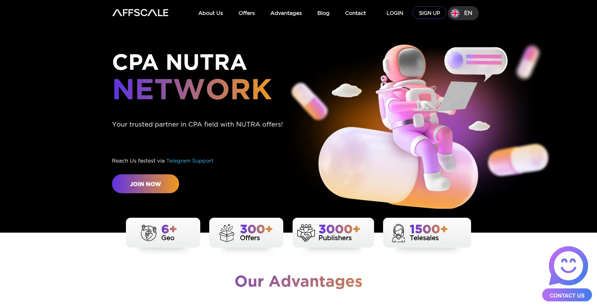 Website screenshot of Affscale.com