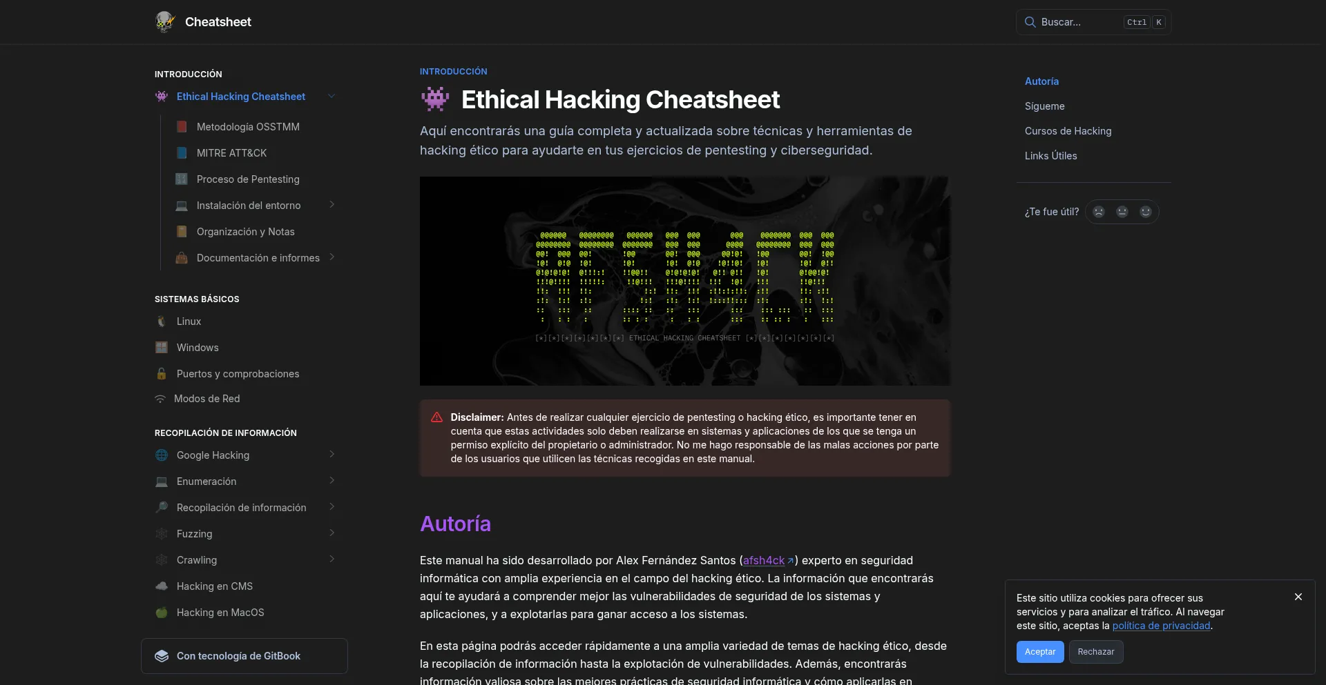 Website screenshot of Afsh4ck.gitbook.io