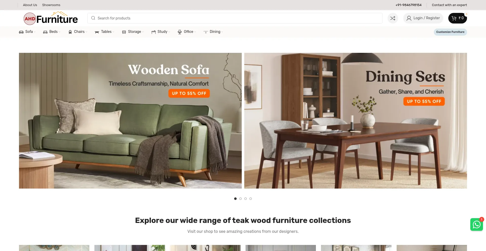Website screenshot of Ahdfurniture.com