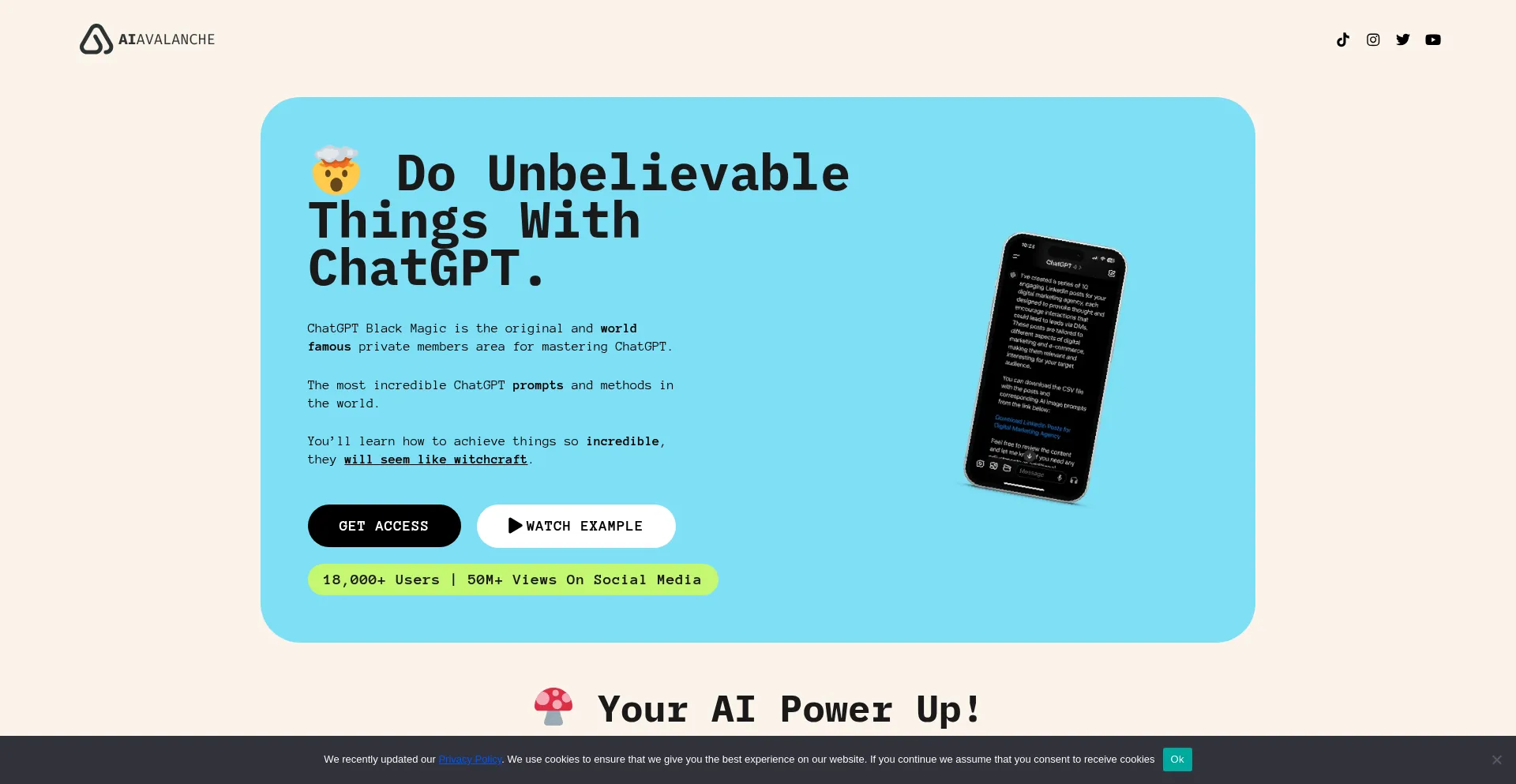 Website screenshot of Aiavalanche.com