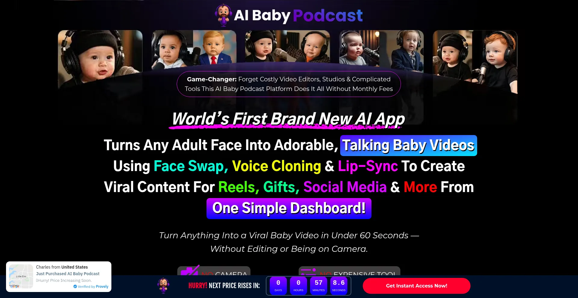 Website screenshot of Aibabypodcast.live