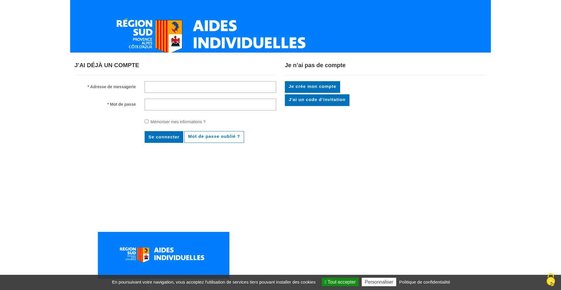 Website screenshot of Aidesformation.maregionsud.fr