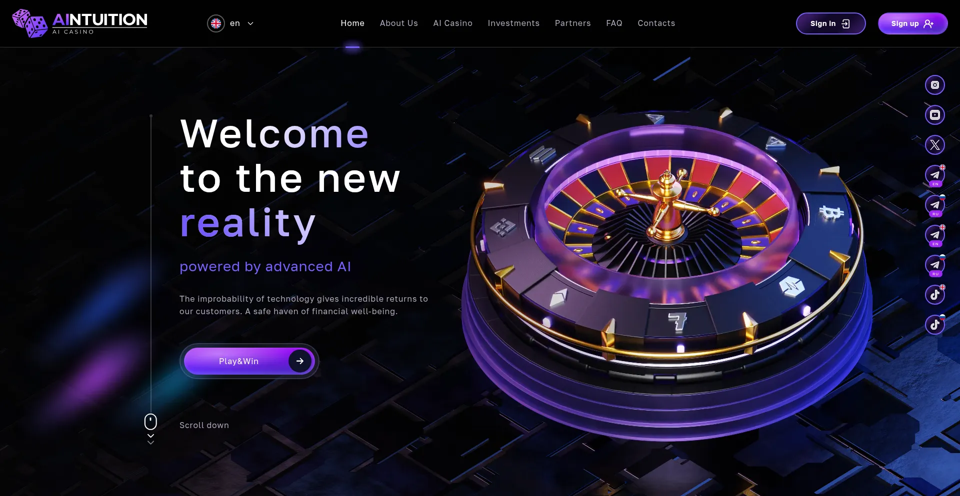 Website screenshot of Aintuition.io