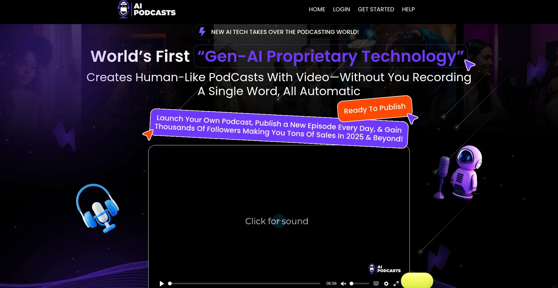 Website screenshot of Aipodcasts.io