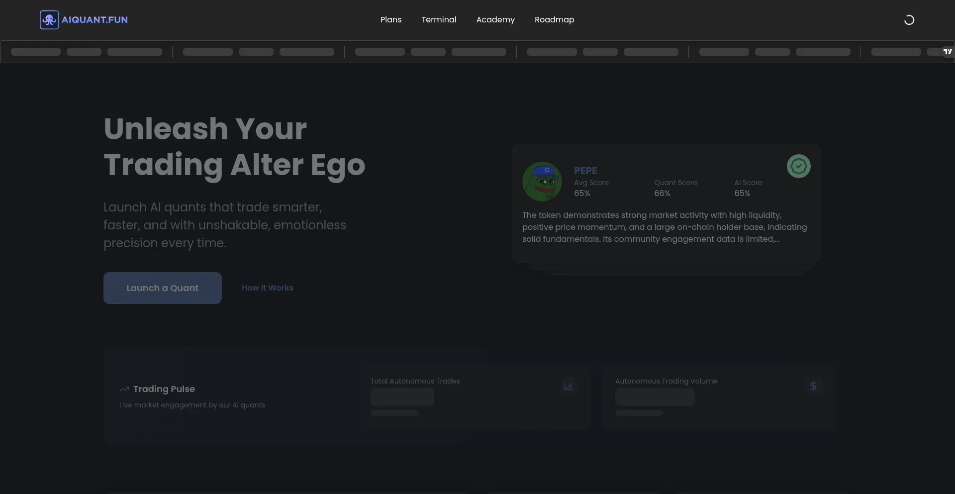 Website screenshot of Aiquant.fun
