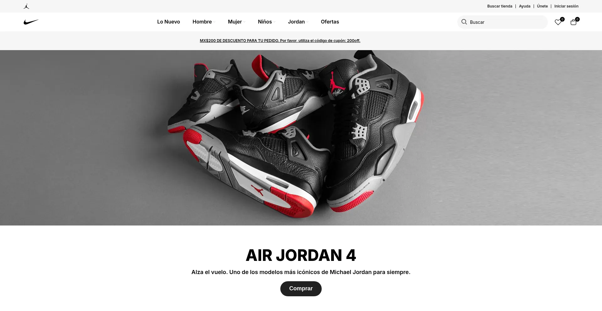 Website screenshot of Airjordan.mx