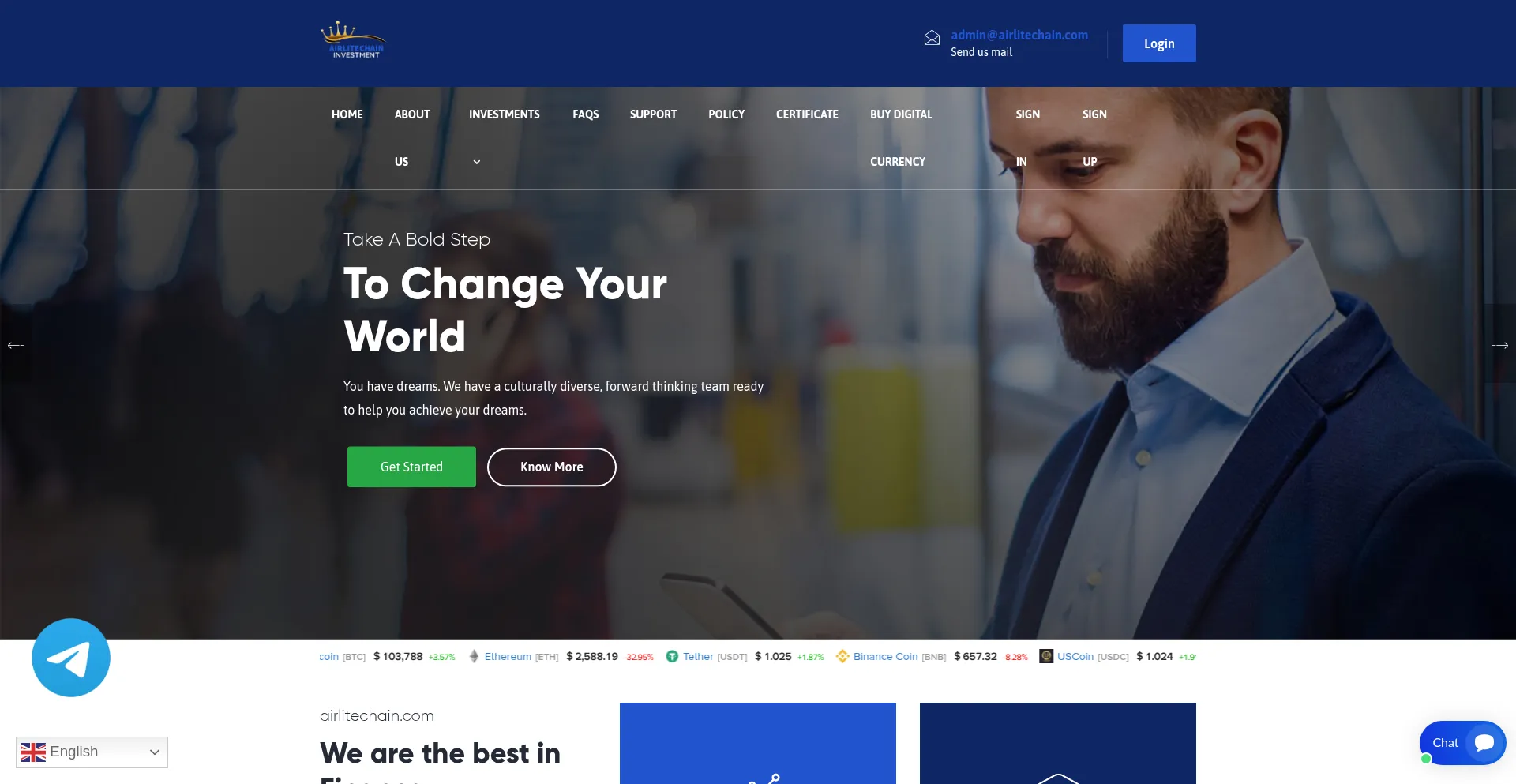 Website screenshot of Airlitechain.com