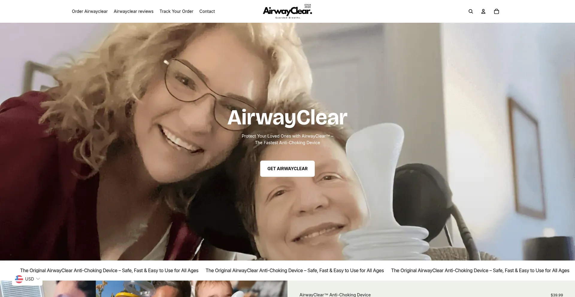 Website screenshot of Airwayclearofficial.com