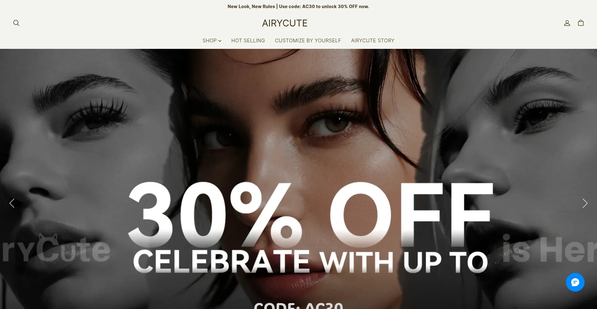 Website screenshot of Airycute.com
