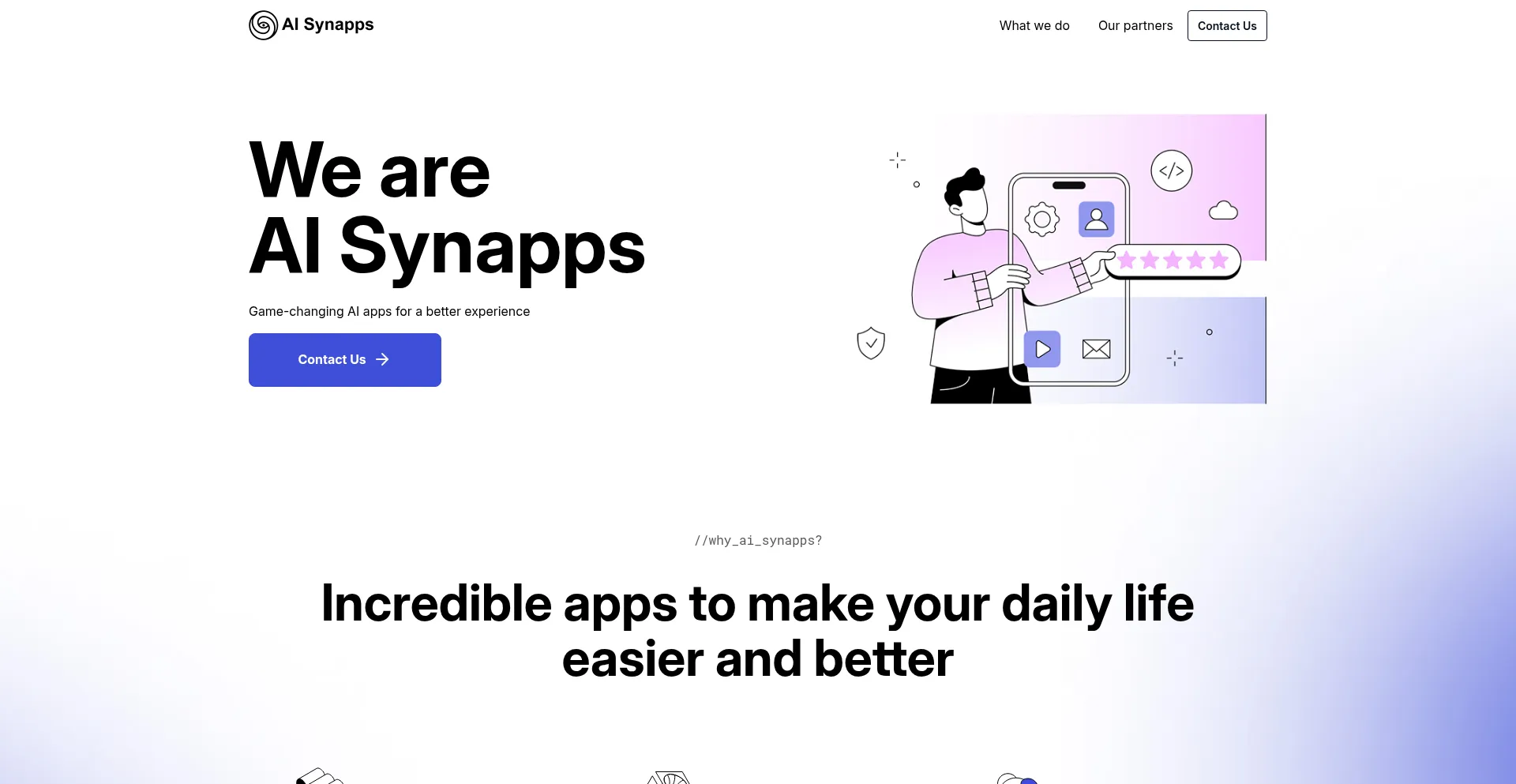 Website screenshot of Aisynapps.com
