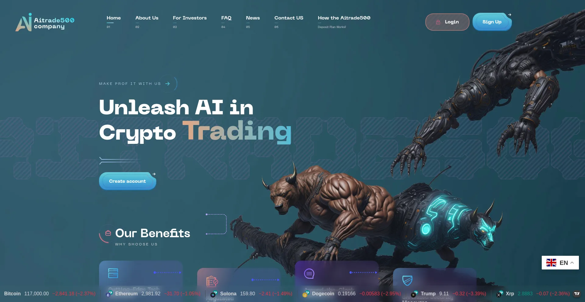 Website screenshot of Aitrade500.company