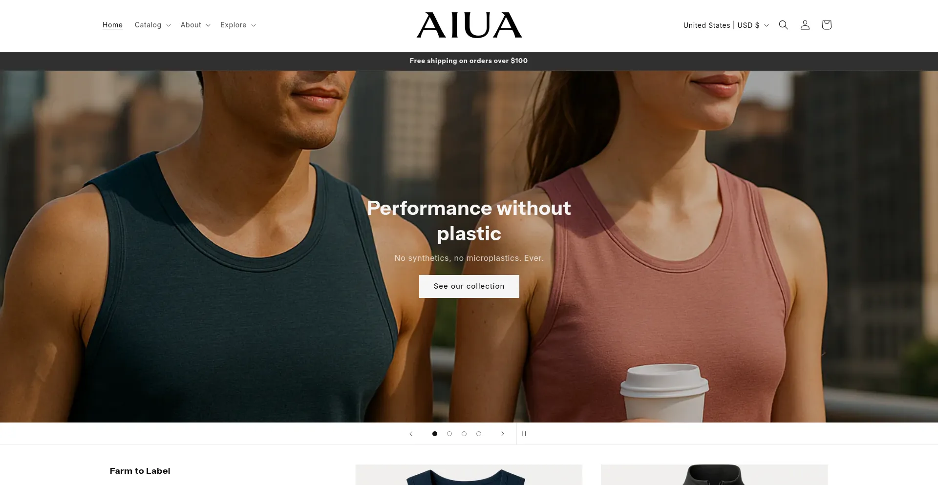 Website screenshot of Aiuaclothing.com