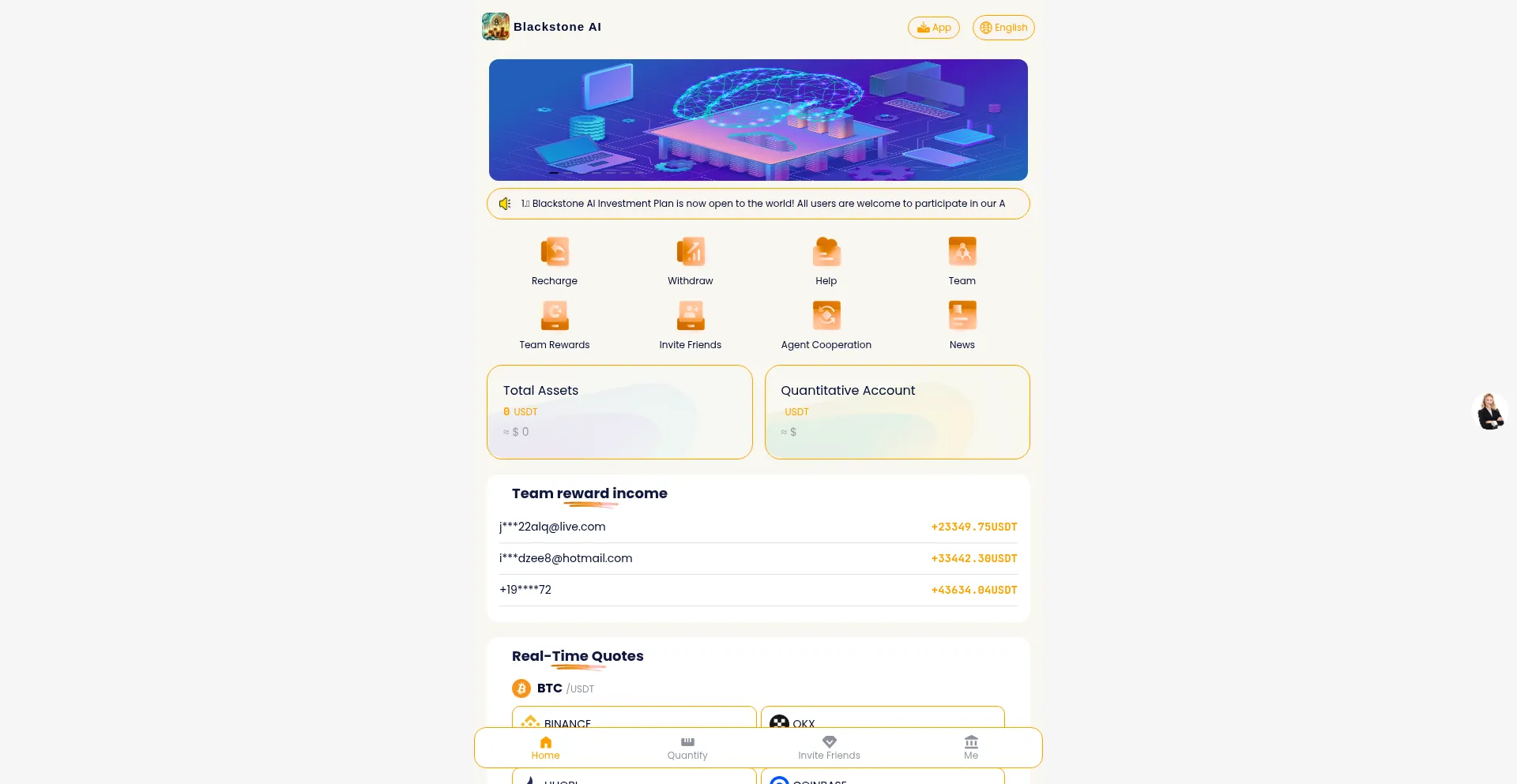 Website screenshot of Aiusdt.cfd