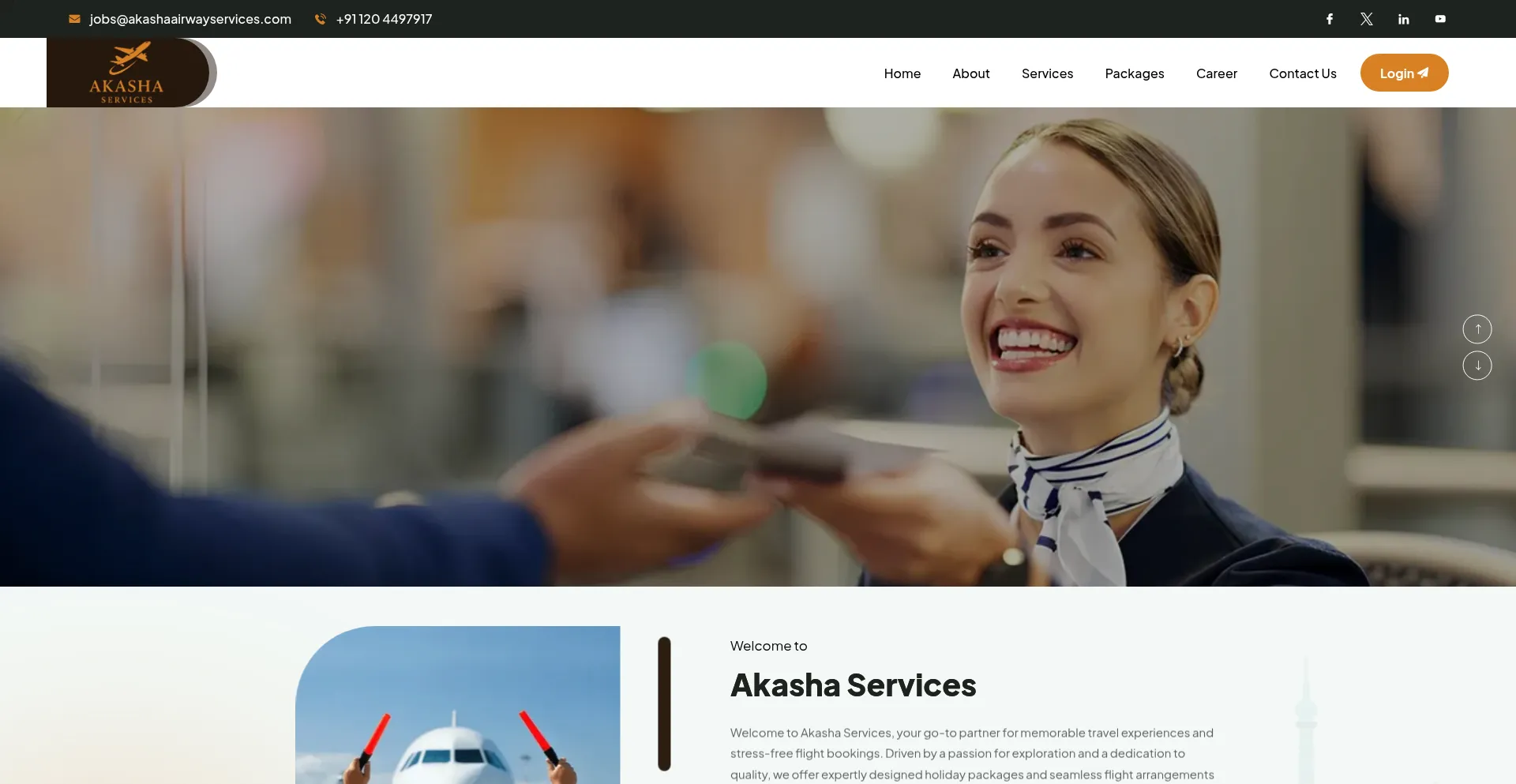 Website screenshot of Akashaairwayservices.com