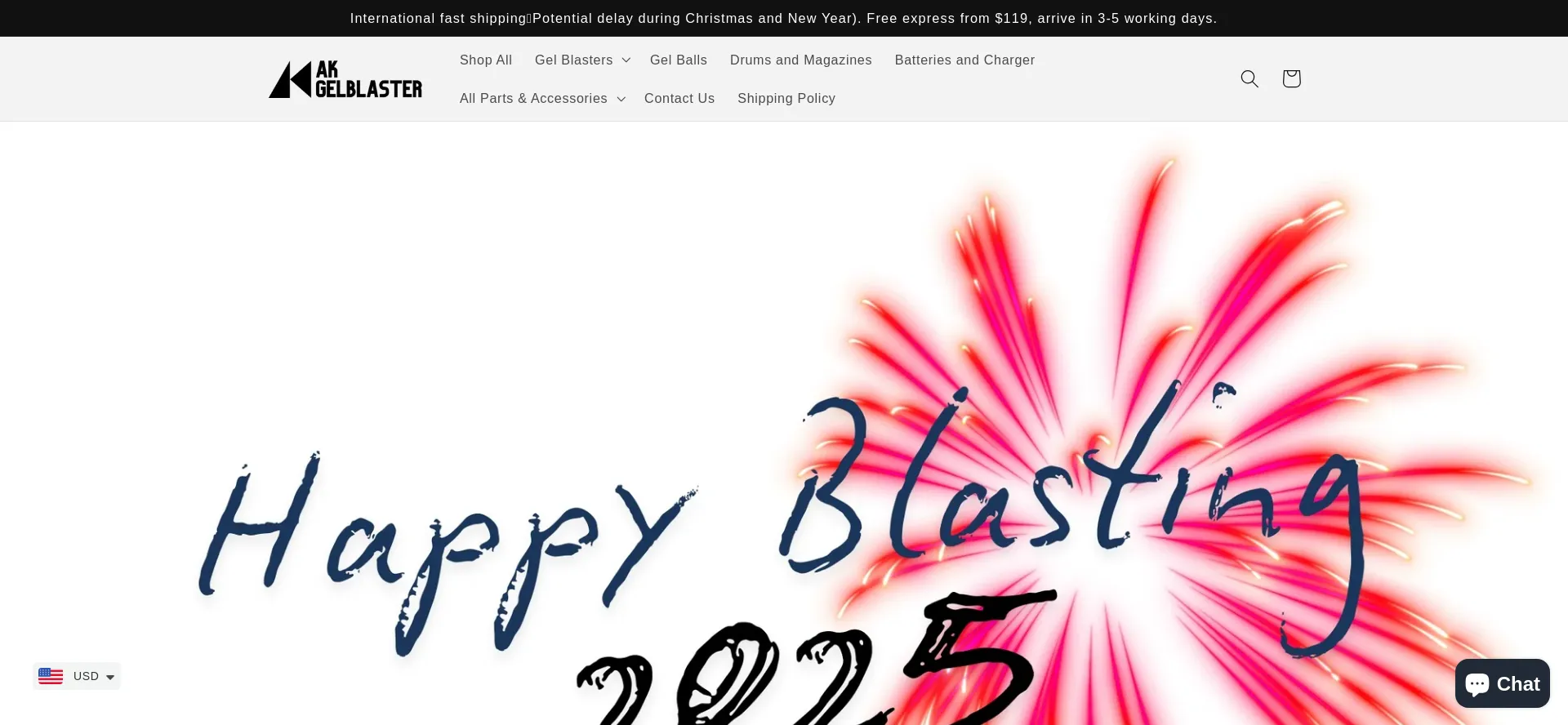Website screenshot of Akgelblaster.com