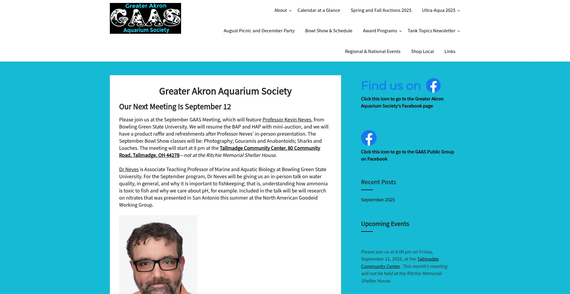 Website screenshot of Akronfishclub.com
