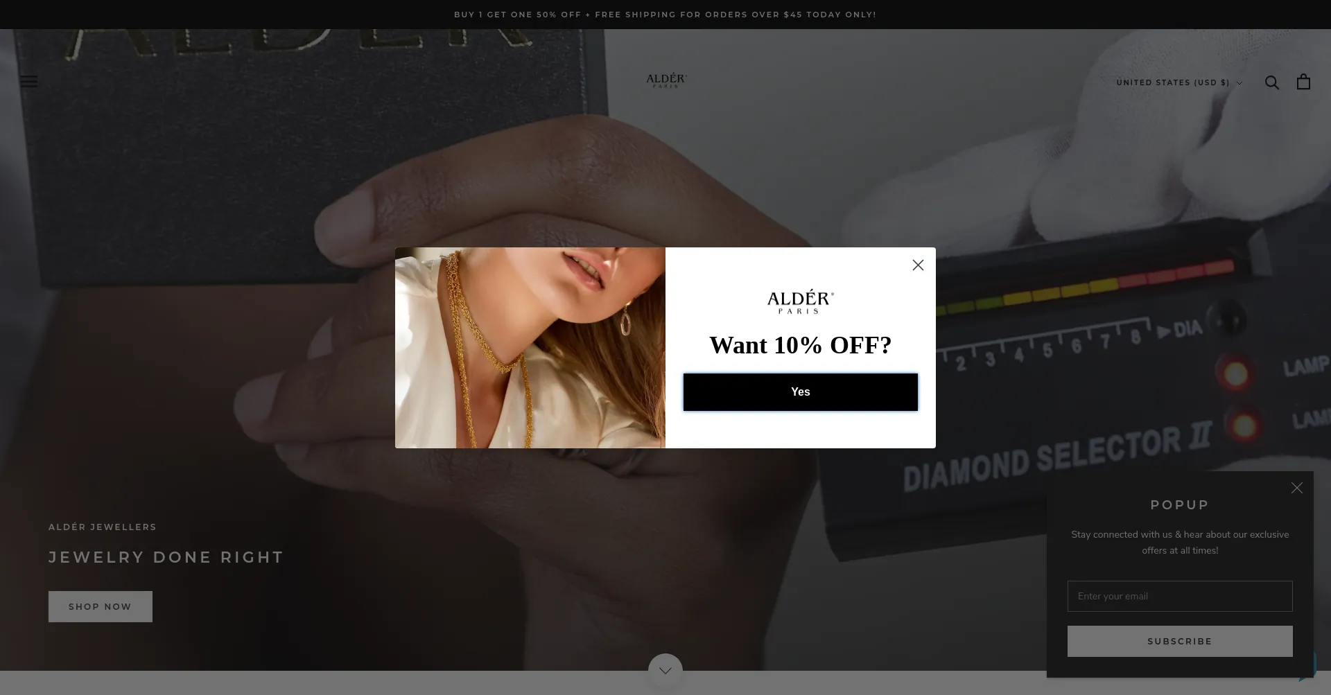 Website screenshot of Alderjewellers.com