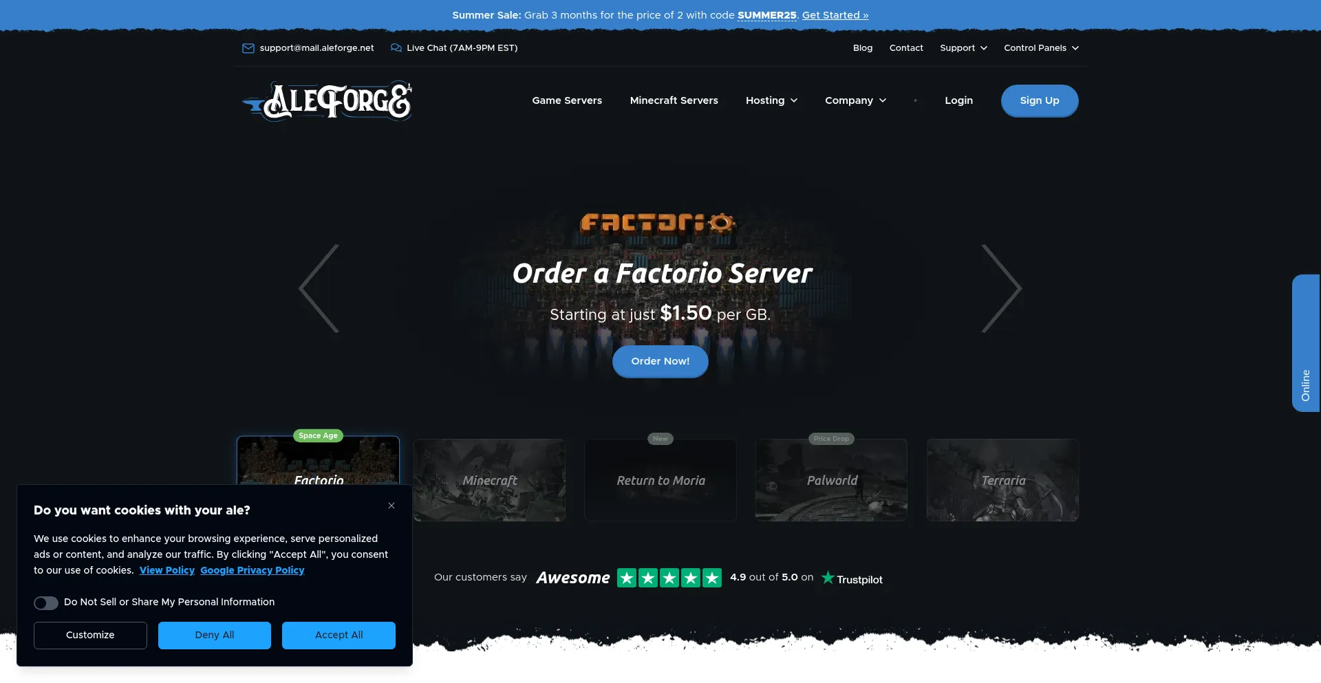 Website screenshot of Aleforge.net