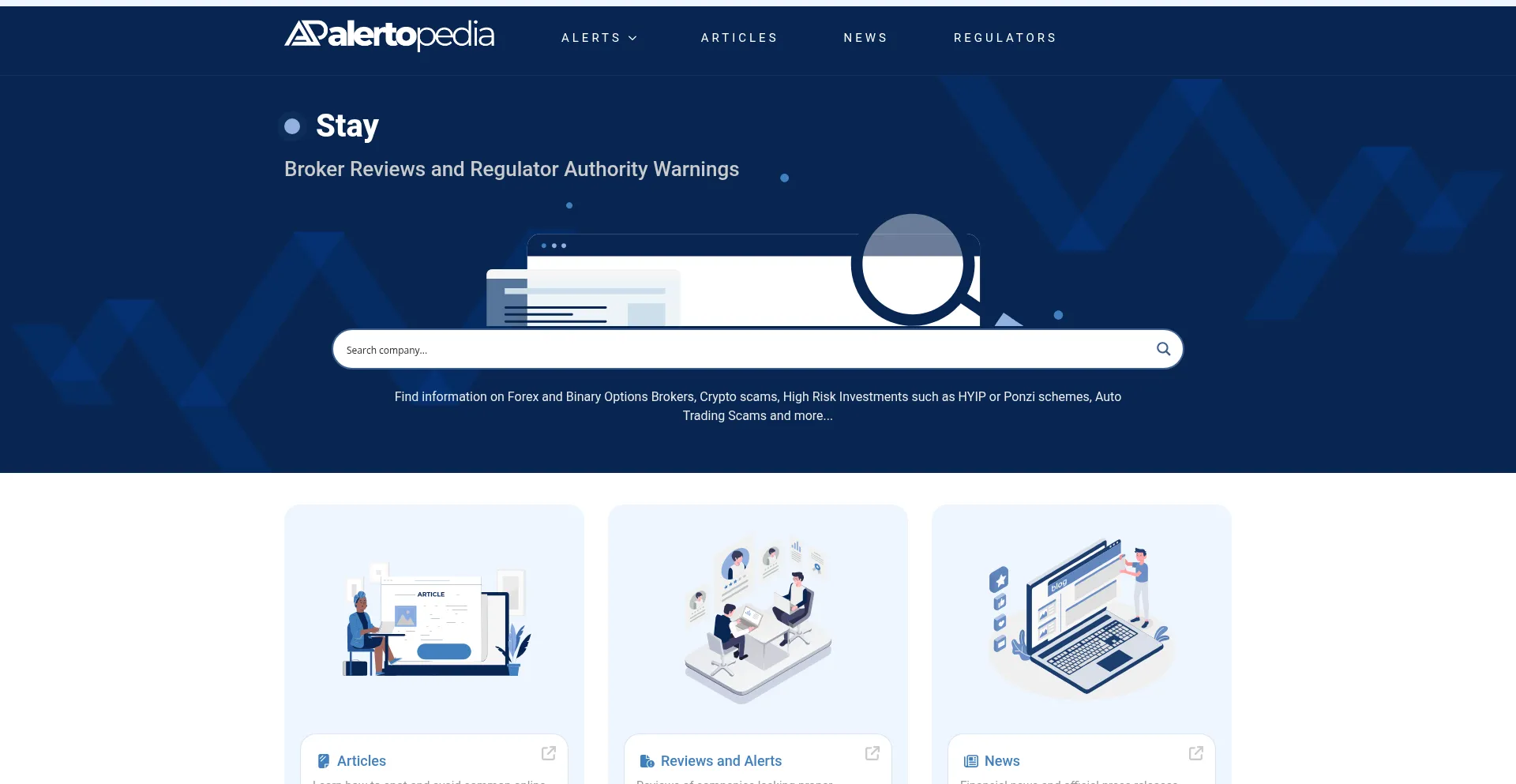 Website screenshot of Alertopedia.com