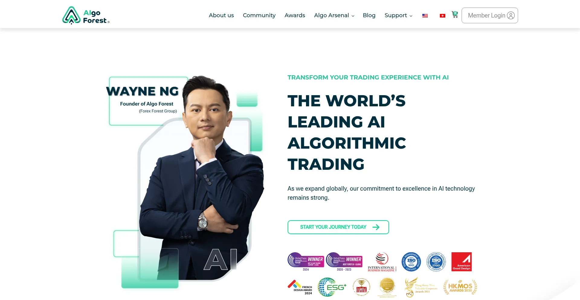 Website screenshot of Algoforest.com