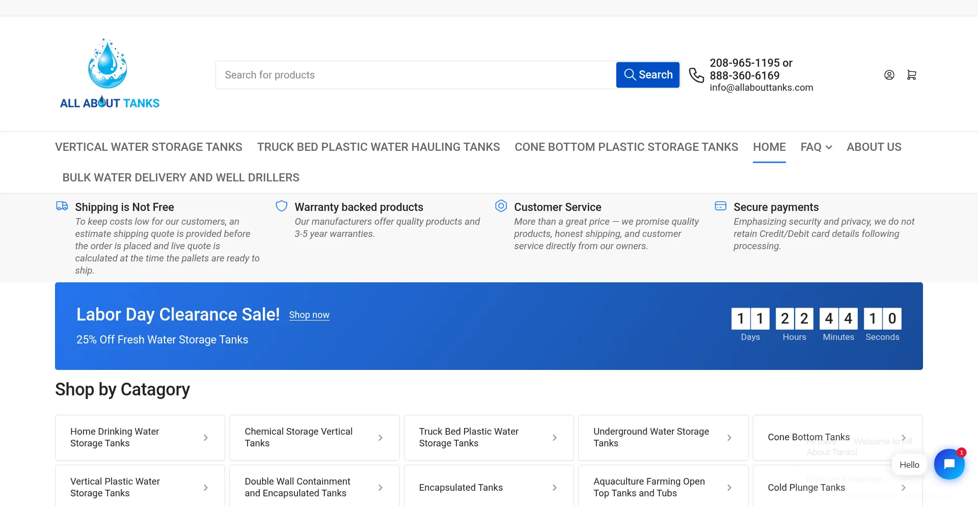 Website screenshot of Allabouttanks.com
