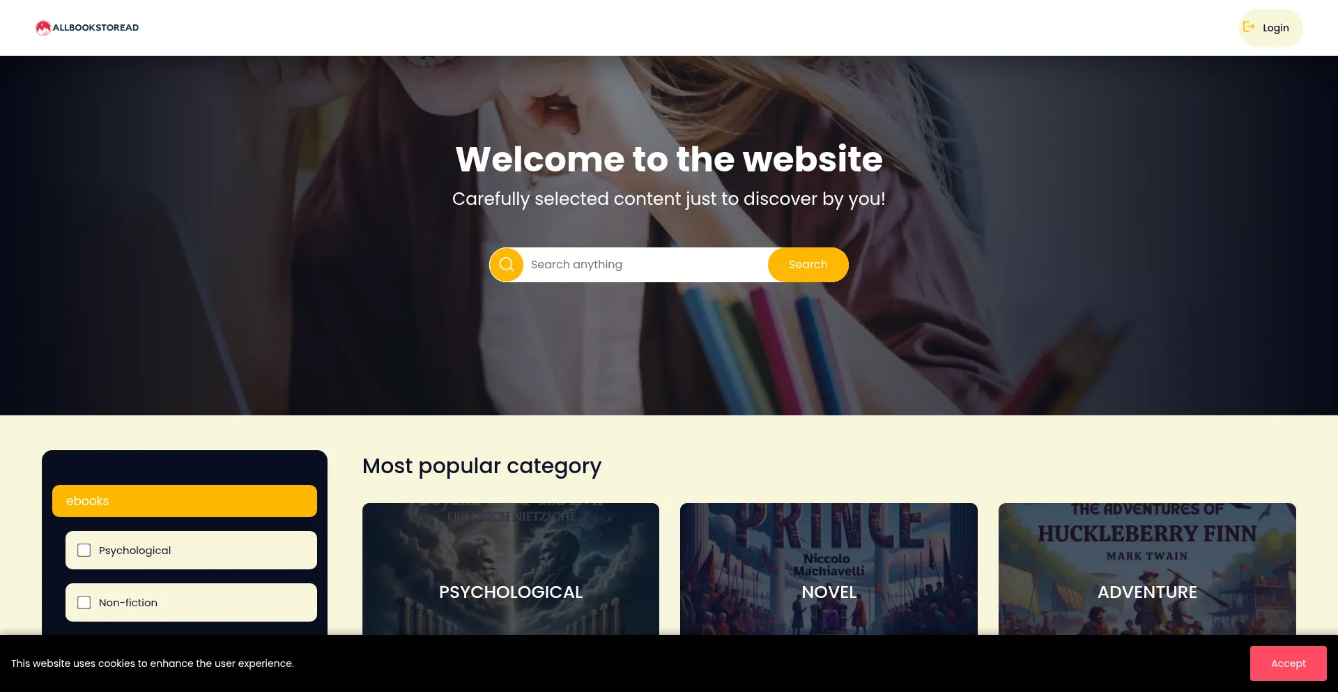 Website screenshot of Allbookstoread.com