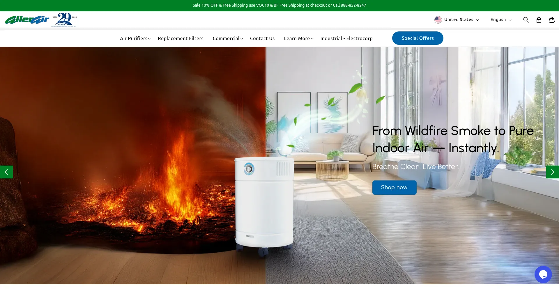 Website screenshot of Allerair.com
