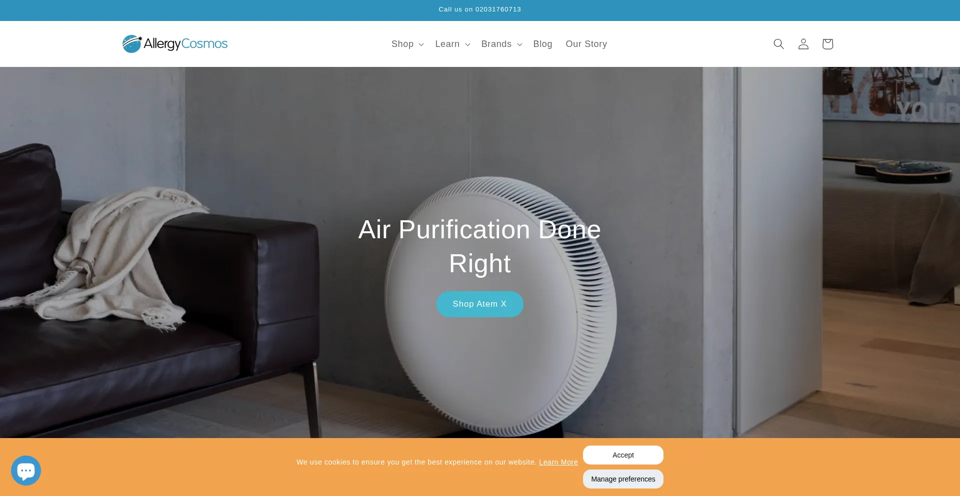 Website screenshot of Allergycosmos.co.uk