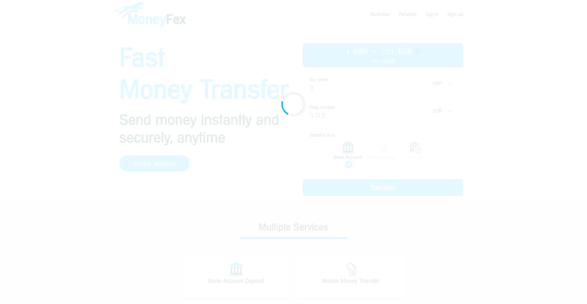 Website screenshot of Allmoneyfex.com