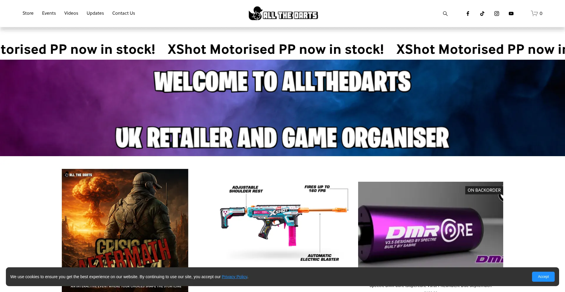 Website screenshot of Allthedarts.co.uk
