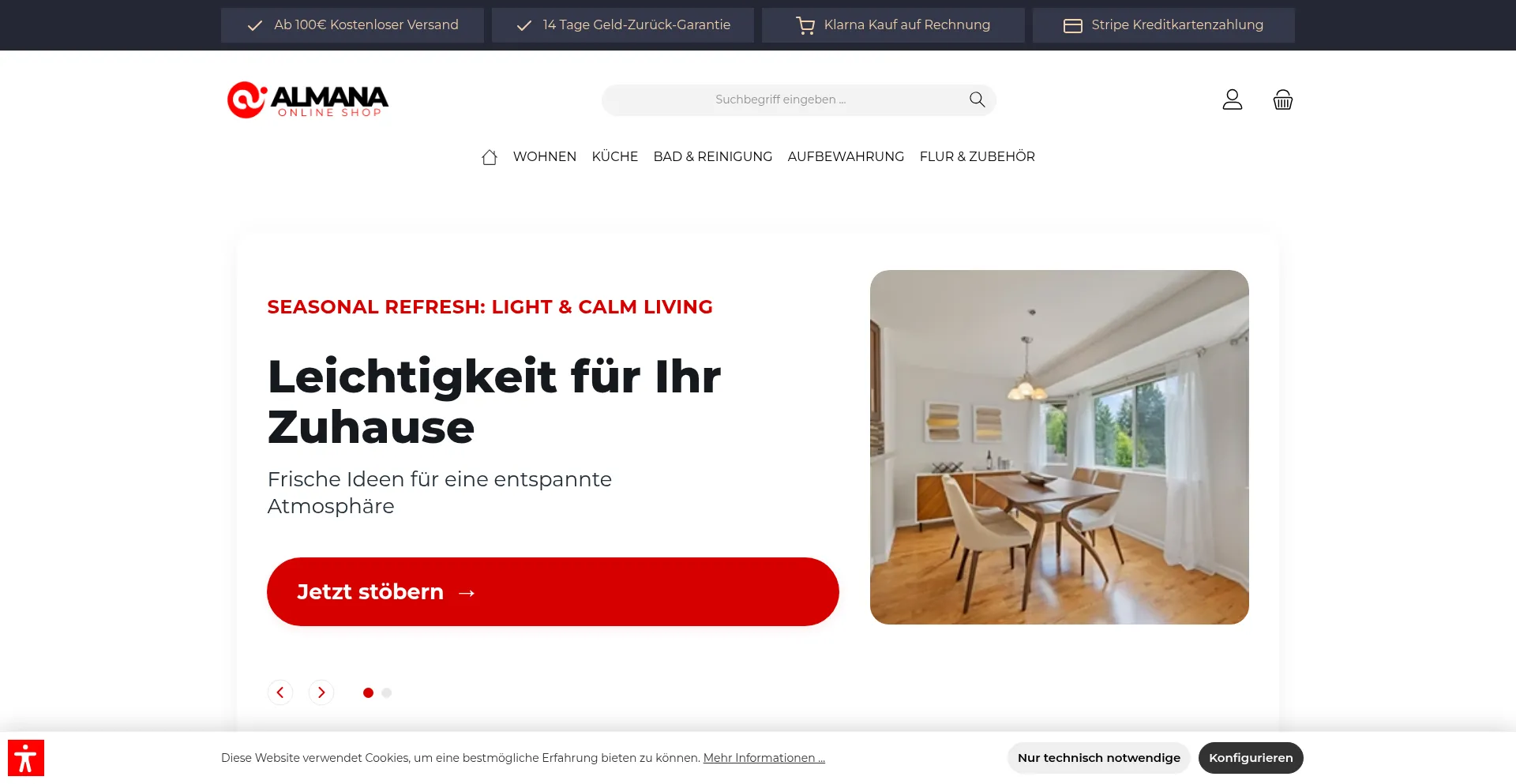 Website screenshot of Almana-shop.de