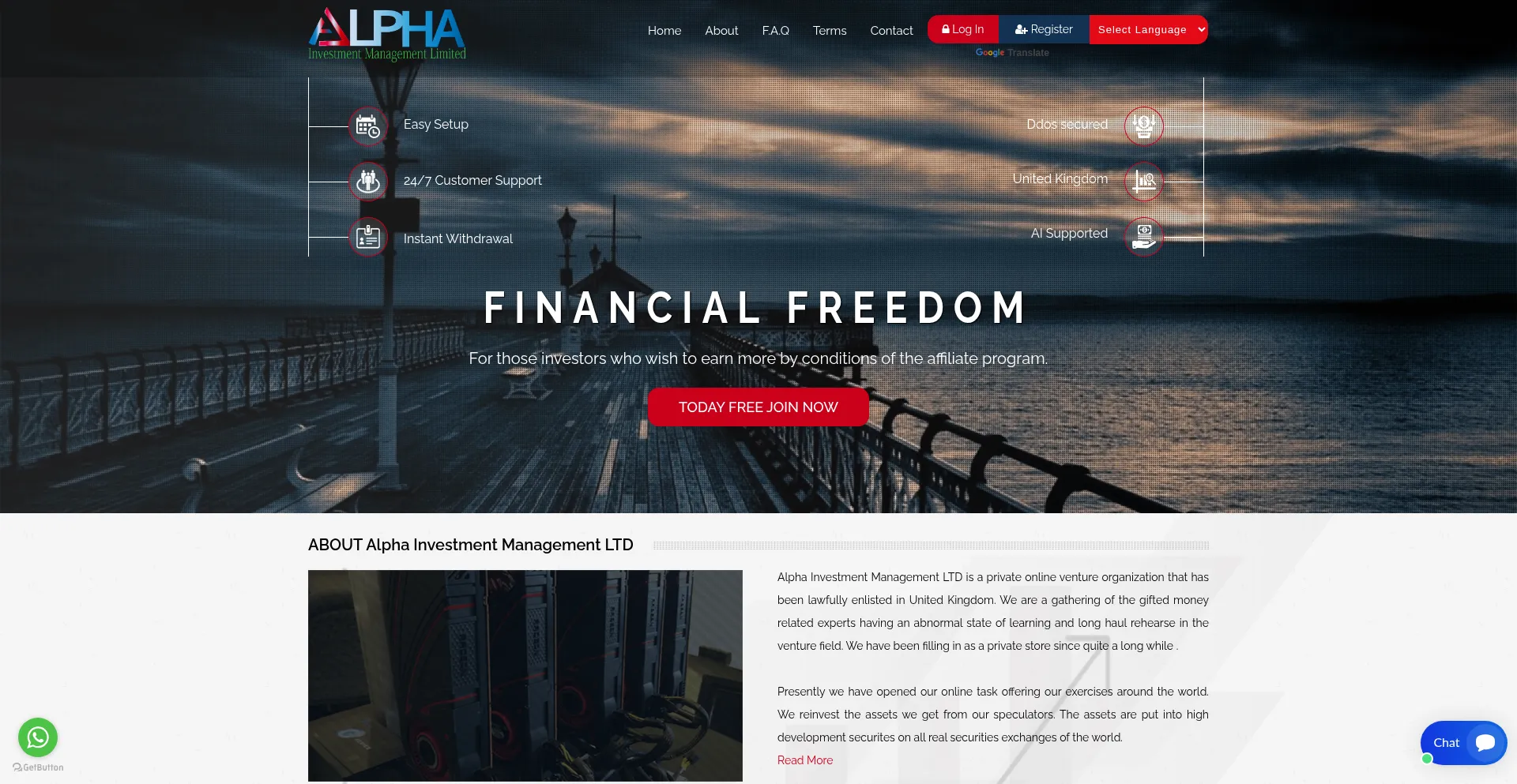 Website screenshot of Alpha-investment.uk