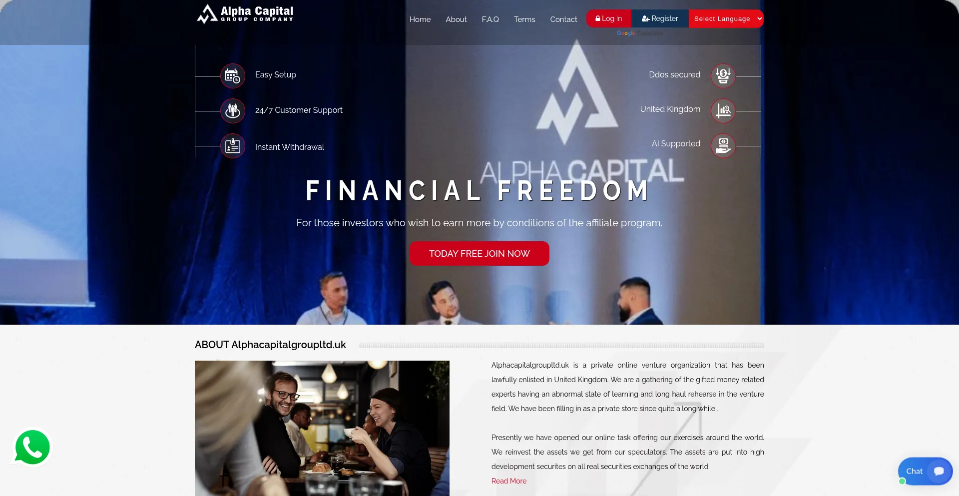 Website screenshot of Alphacapitalgroupltd.uk