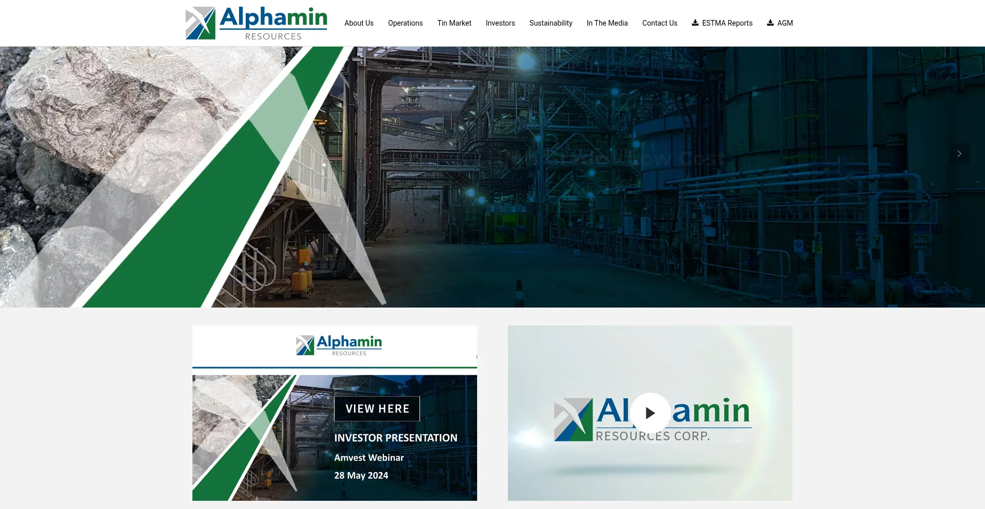 Website screenshot of Alphaminresources.com