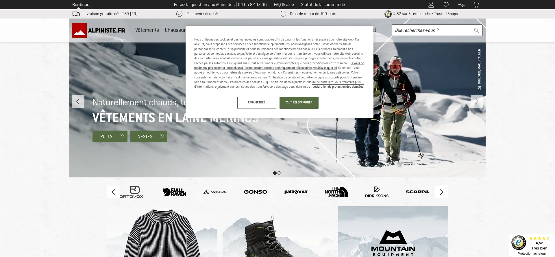 Website screenshot of Alpiniste.fr