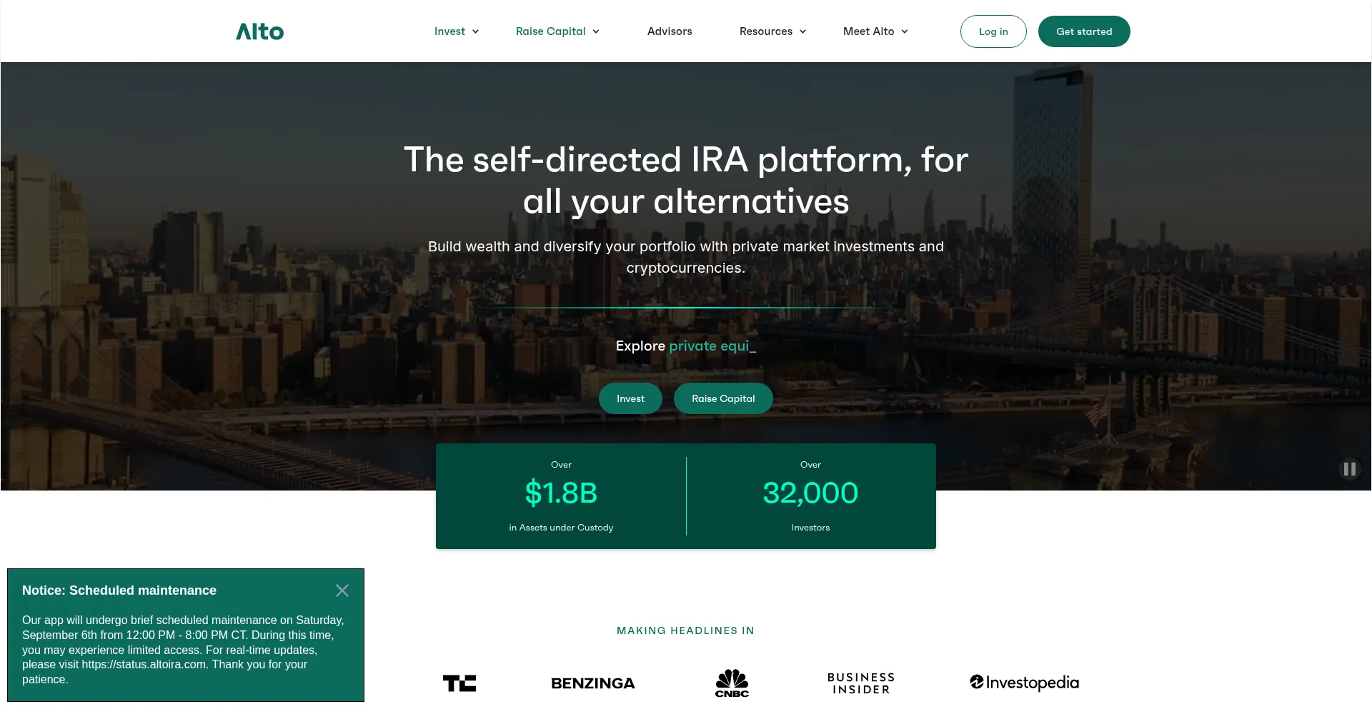 Website screenshot of Altoira.com