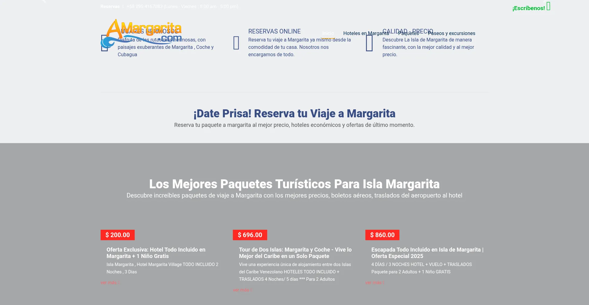 Website screenshot of Amargarita.com