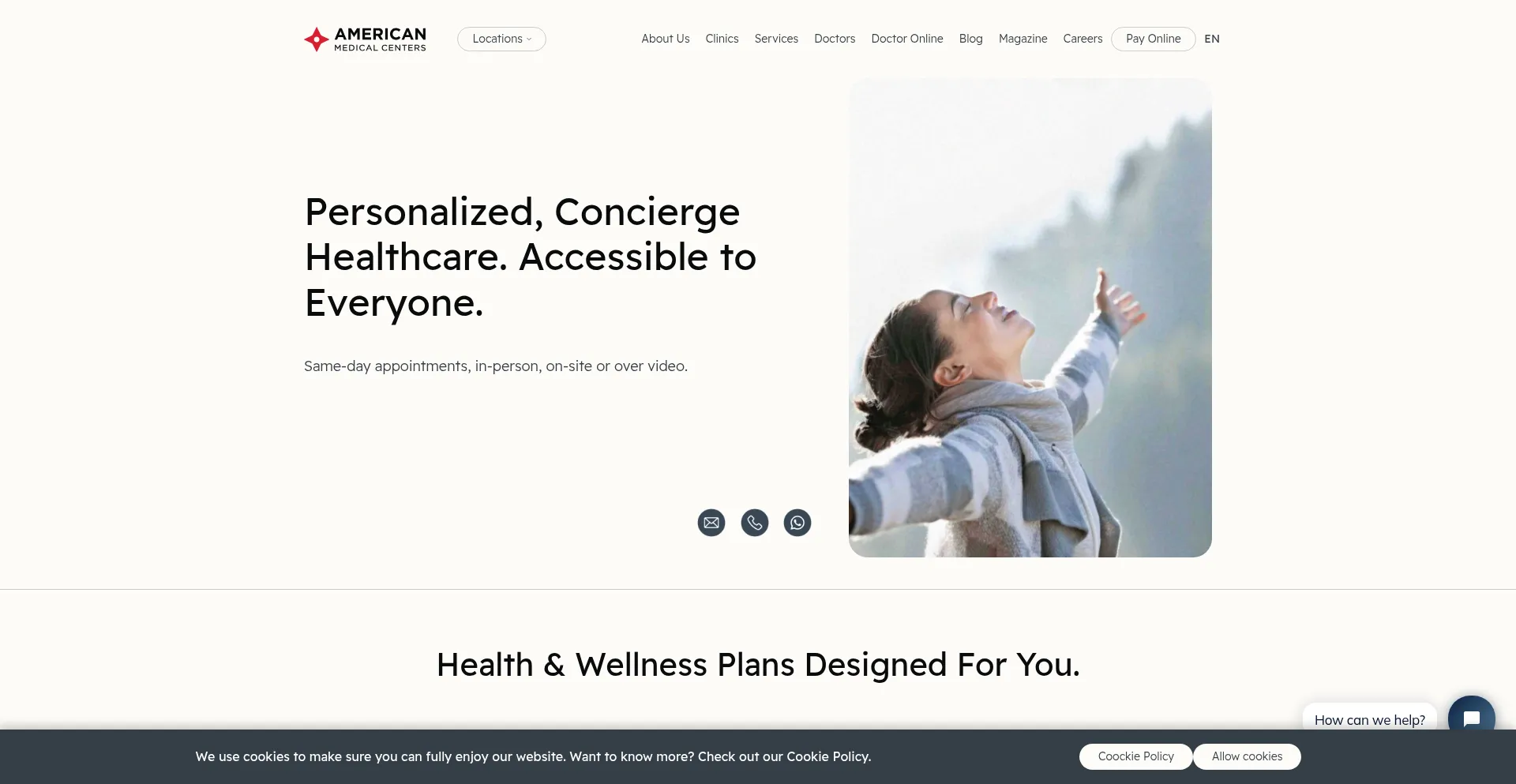 Website screenshot of Amcenters.com