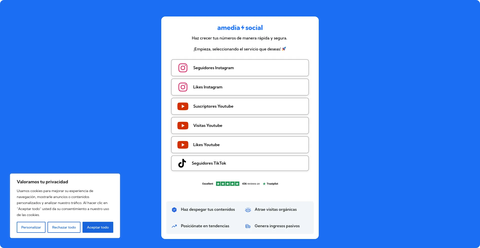 Website screenshot of Amediasocial.co