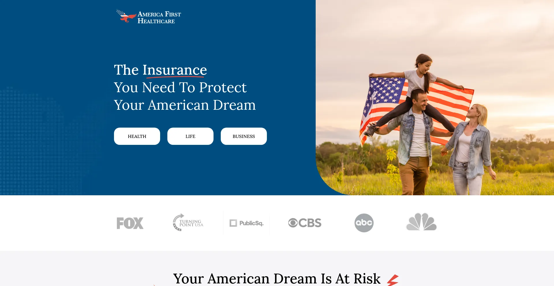 Website screenshot of Americafirsthealthcare.com