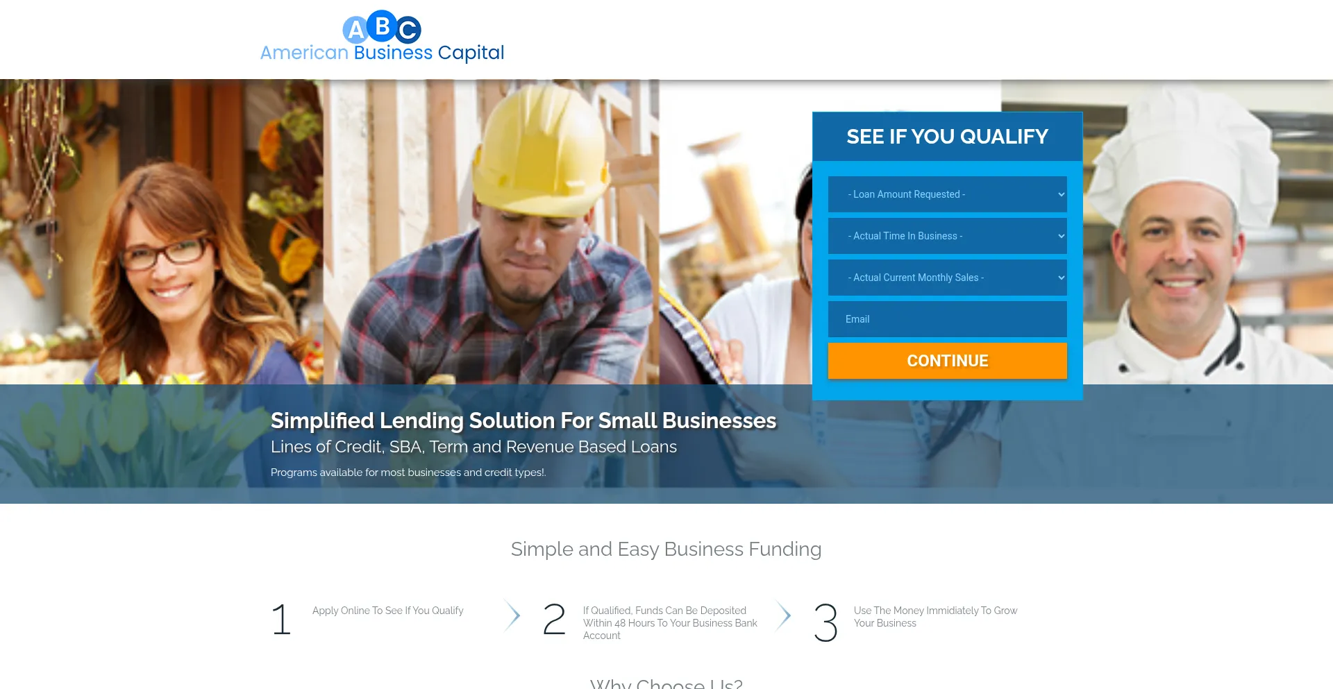 Website screenshot of Americanbusinesscapital.org