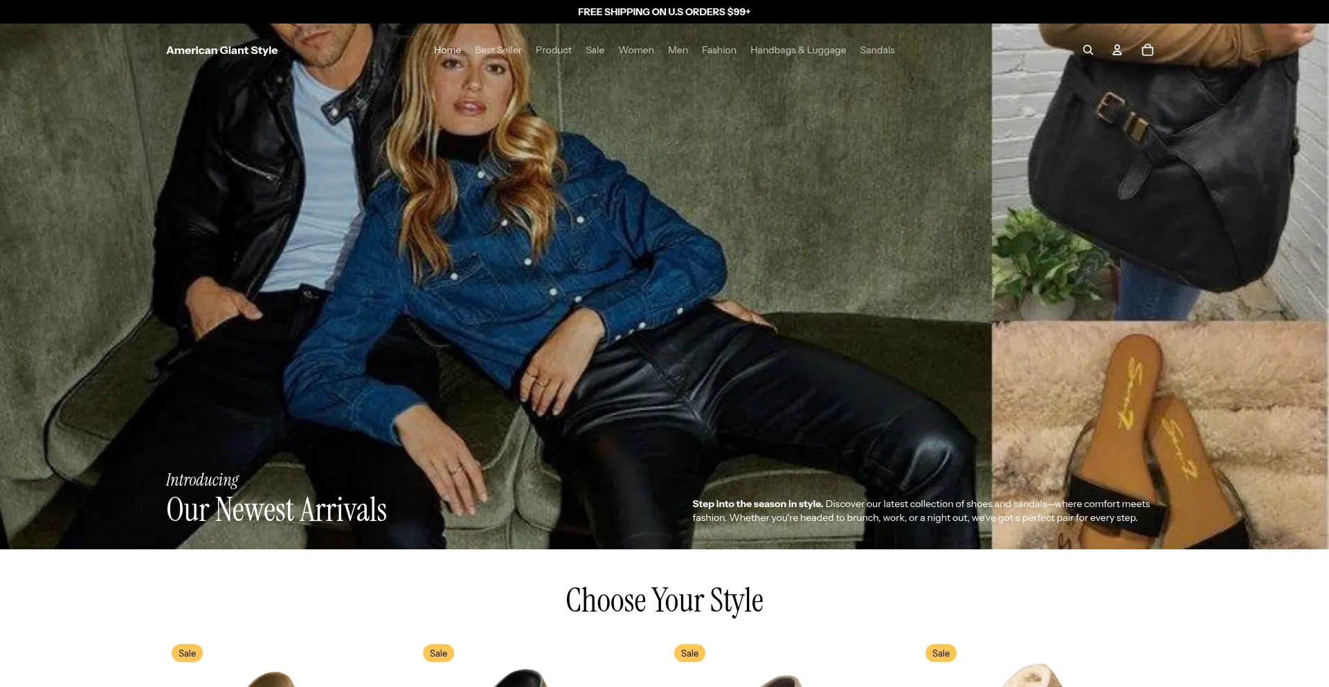 Website screenshot of Americangiantstyle.com