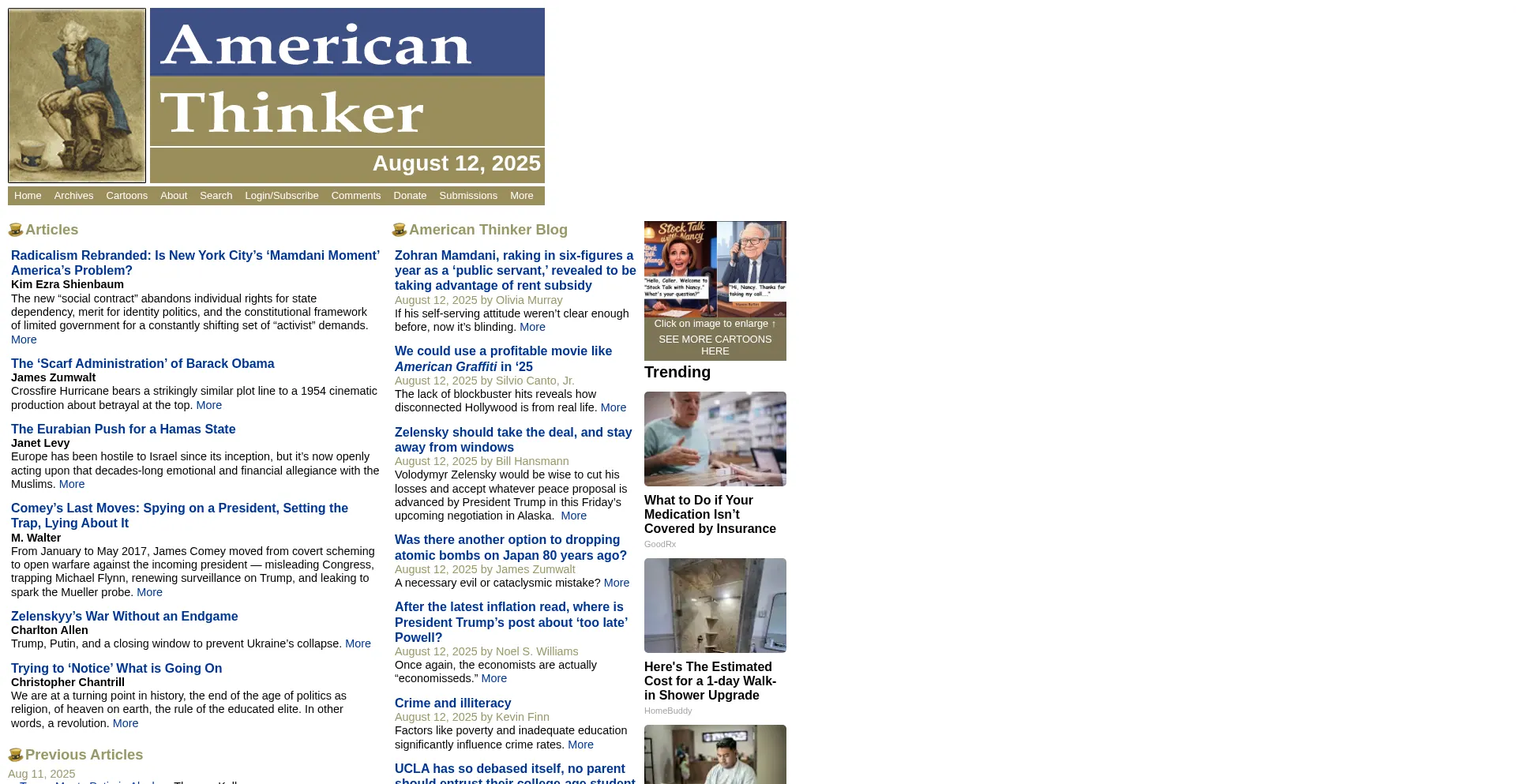 Website screenshot of Americanthinker.com