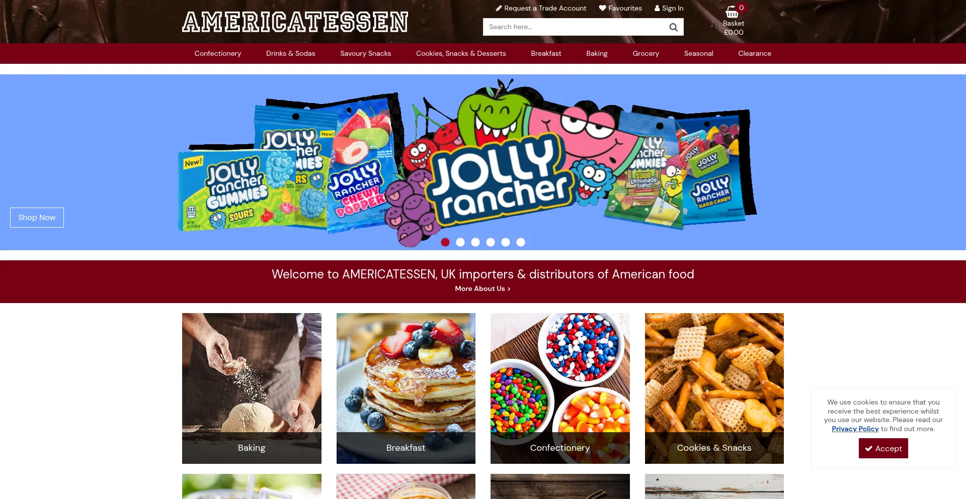 Website screenshot of Americatessen.com