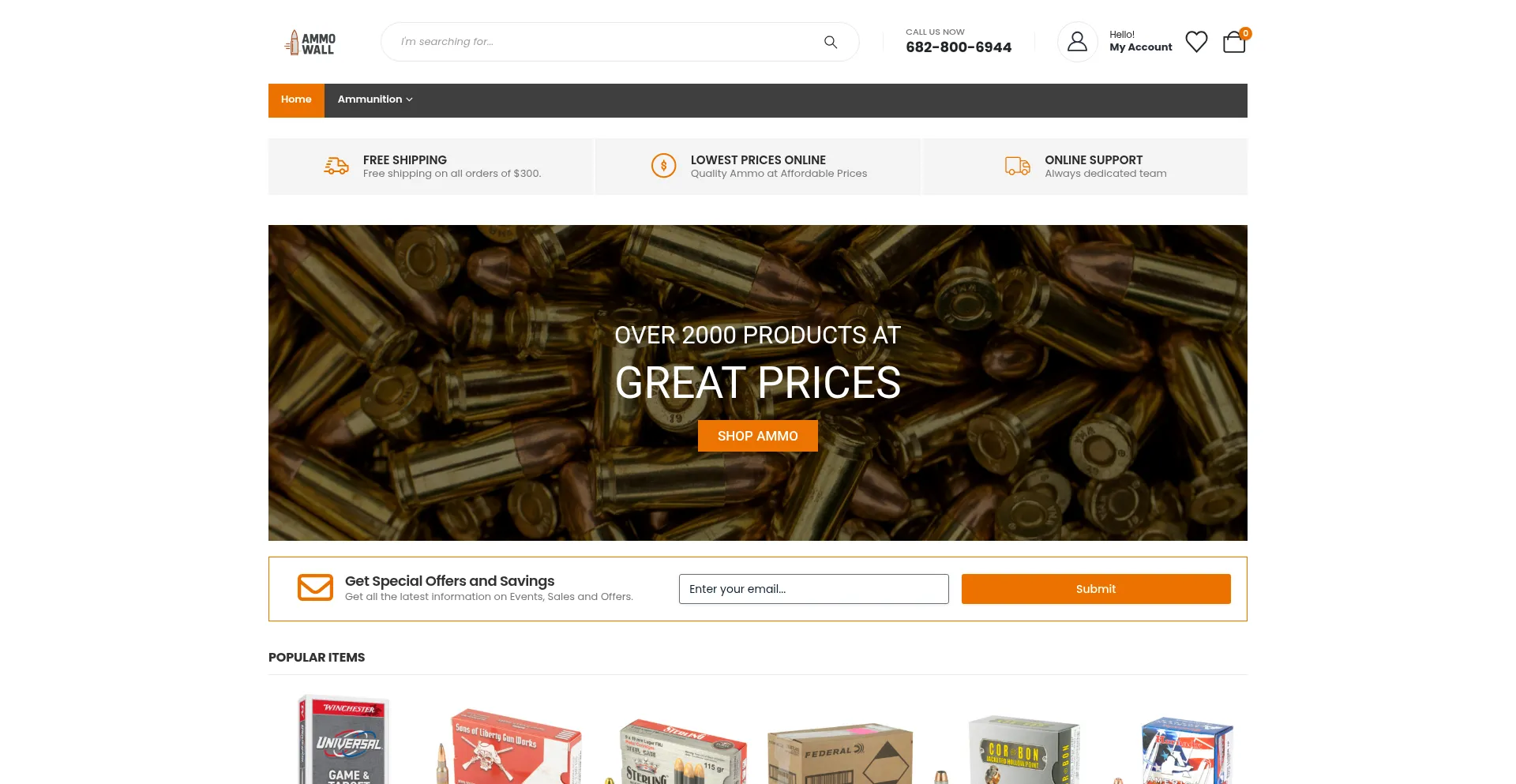 Website screenshot of Ammowall.com