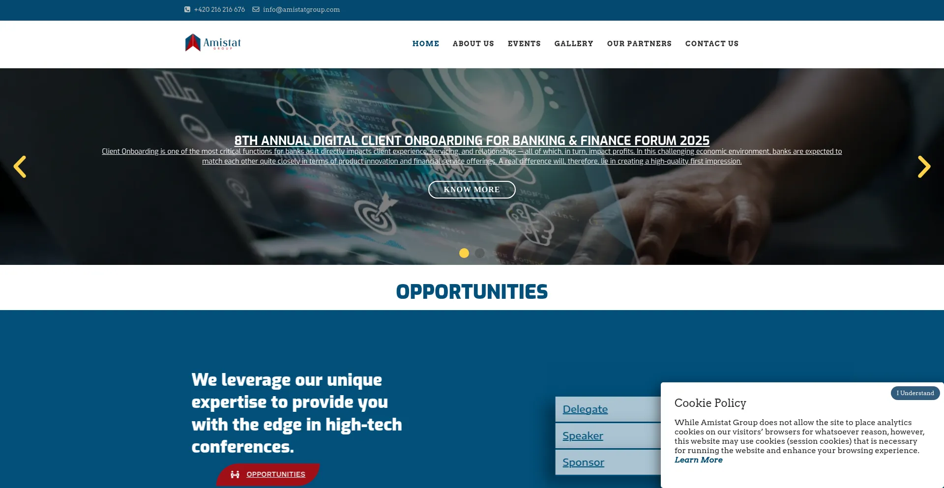 Website screenshot of Amstevents.com