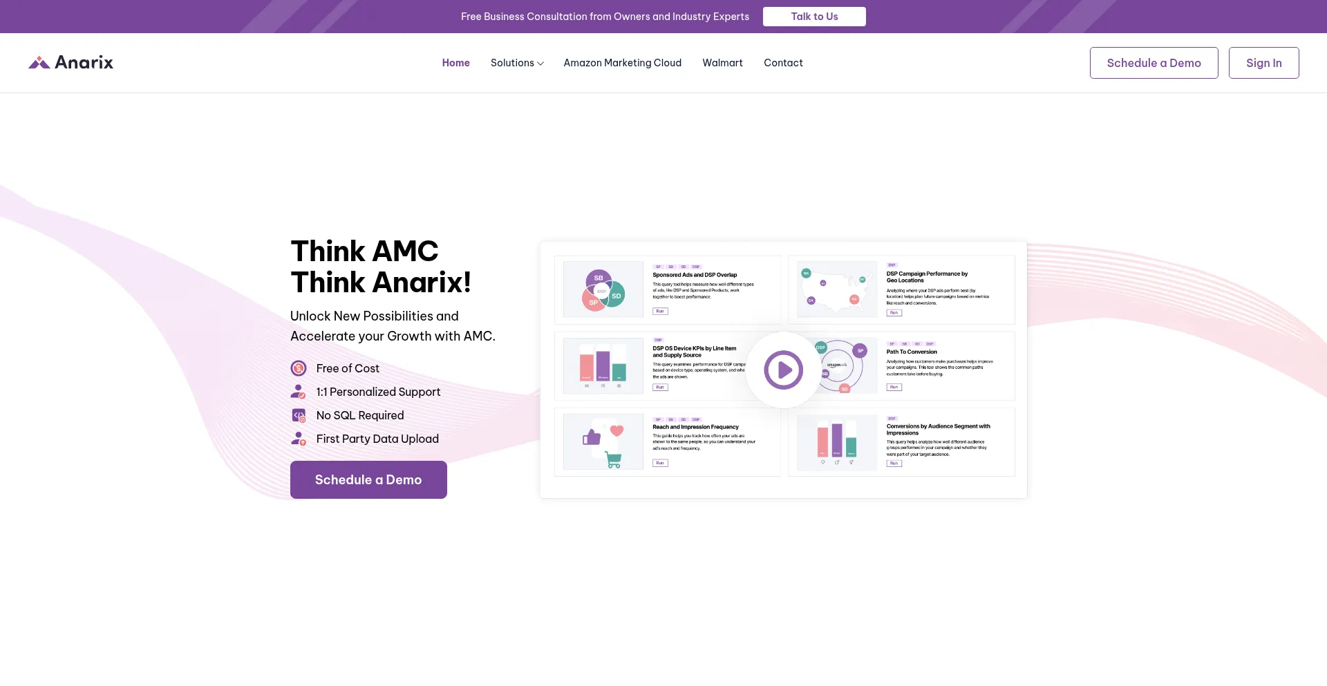 Website screenshot of Anarix.ai