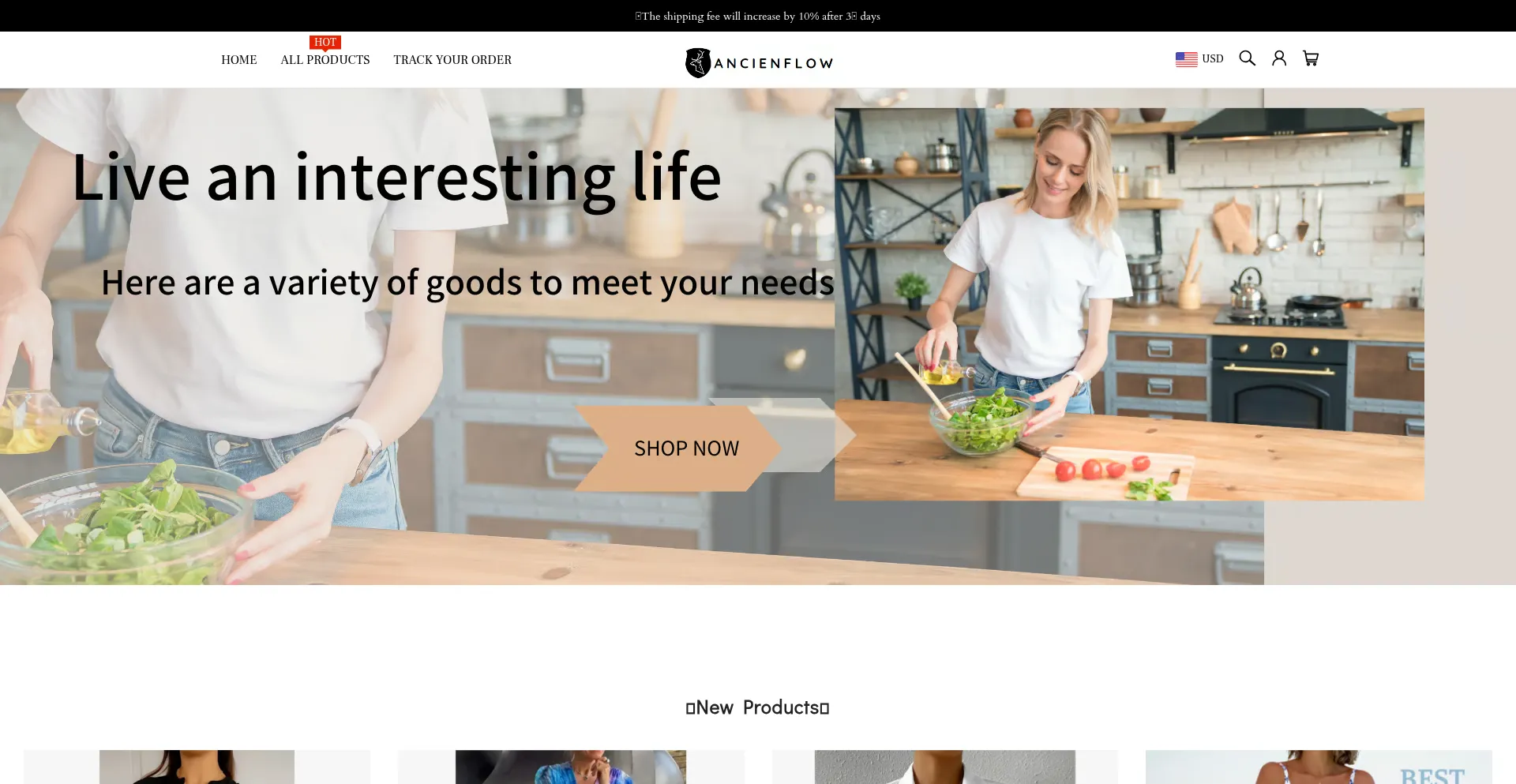 Website screenshot of Ancienflow.com